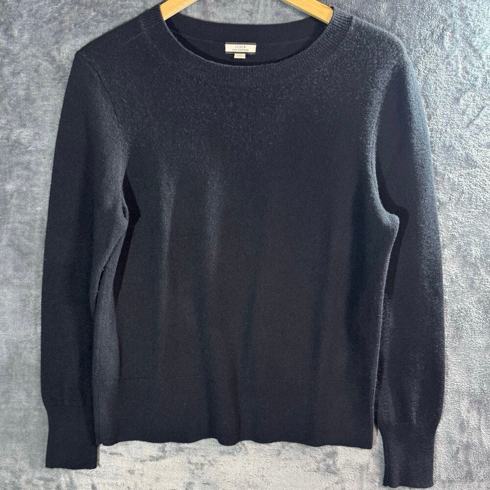 J.Crew 100% Cashmere Classic Crewneck Sweater Black Size M Medium Y2K